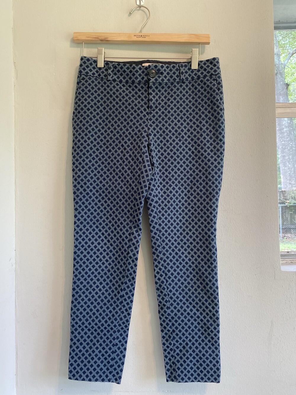 Banana Republic Women's 0P Blue Geometric Ankle Pants Petite
